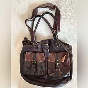 NWT CAMPOMAGGI ITALY heavy leather bag SATCHEL crossbody studs unisex